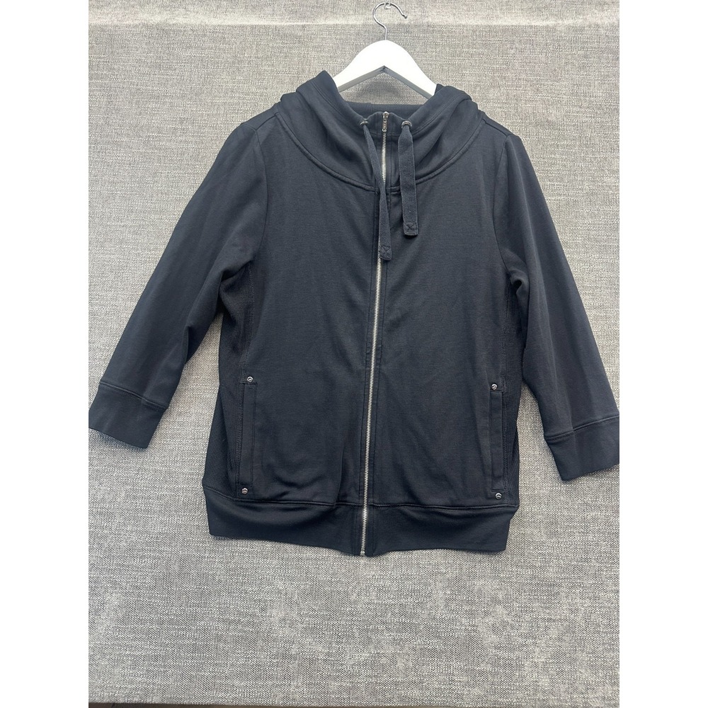 Lauren Ralph Lauren Hoodie Womens Large‎ Black Cotton Full Zip Training Running